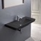 Rectangular Matte Black Ceramic Wall Mounted or Drop In Sink